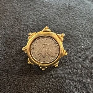 Gold-Tone Coin Brooch
